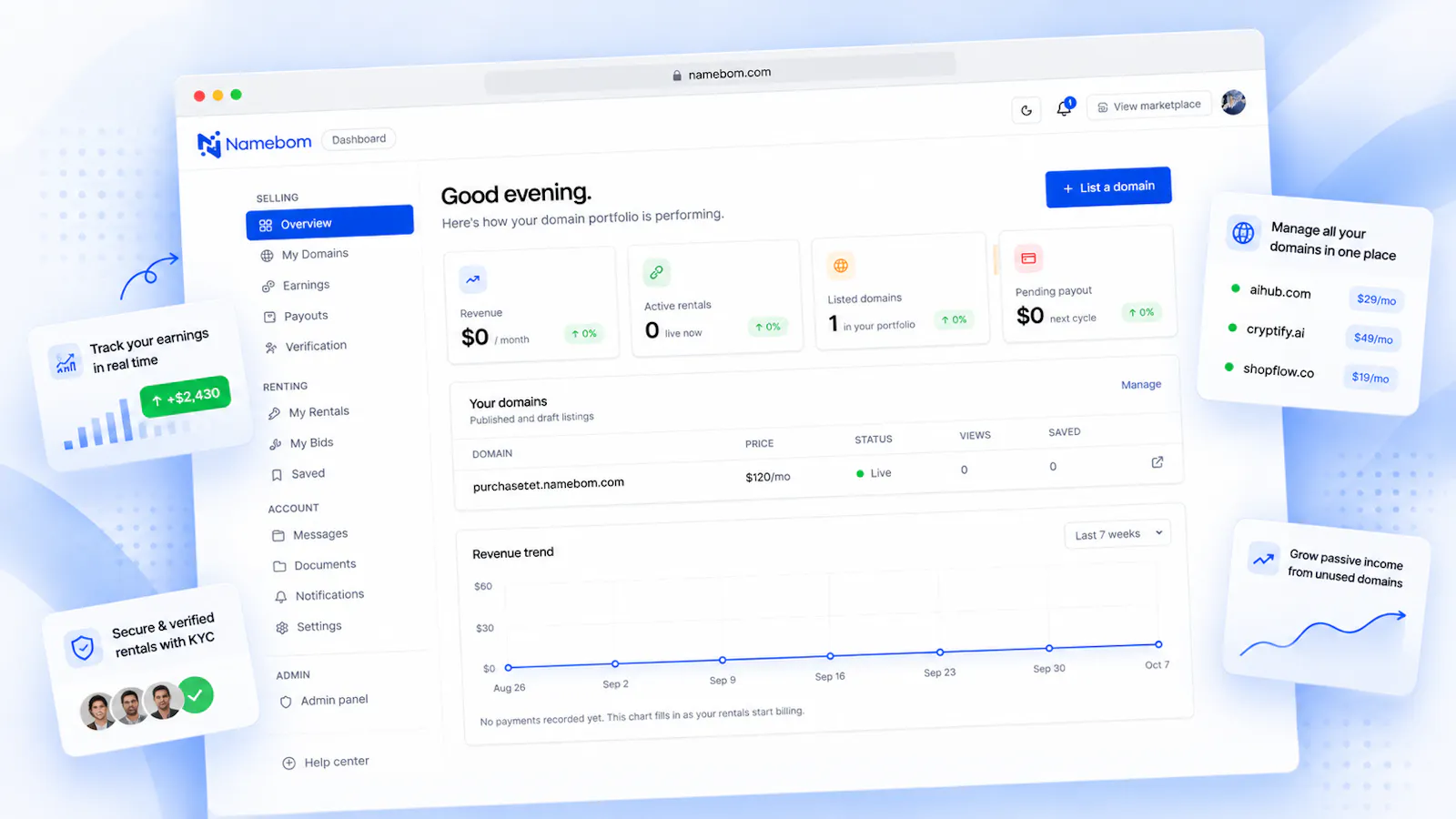 Namebom — Rent Domains, Earn Income screenshot 2