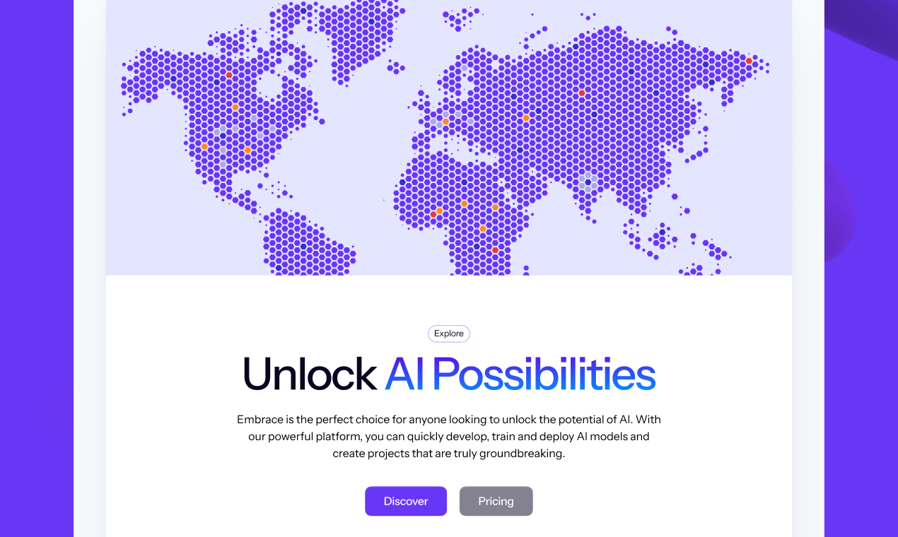 Embrace - เทมเพลตหน้า Landing Page Ai Saas media 2