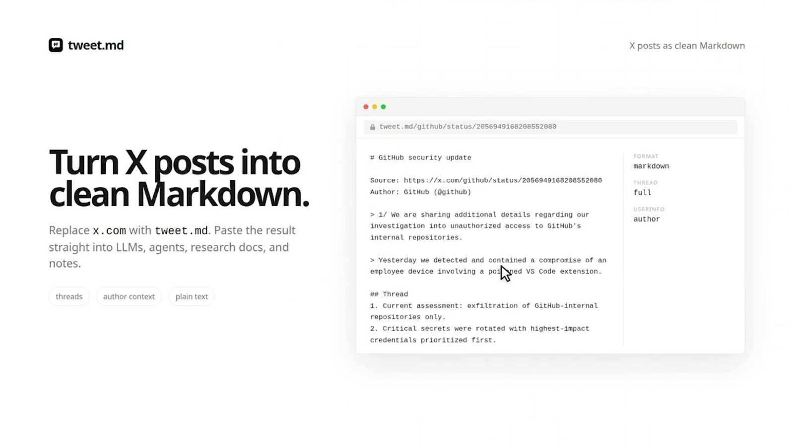 tweet.md screenshot 1 (video preview)