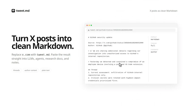 tweet.md screenshot 1 (video preview)