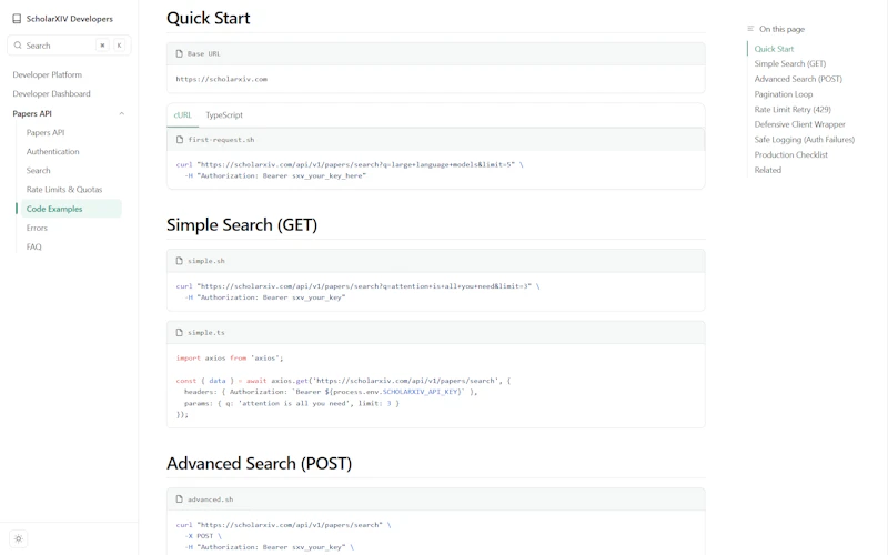 ScholarXIV Papers API screenshot 7