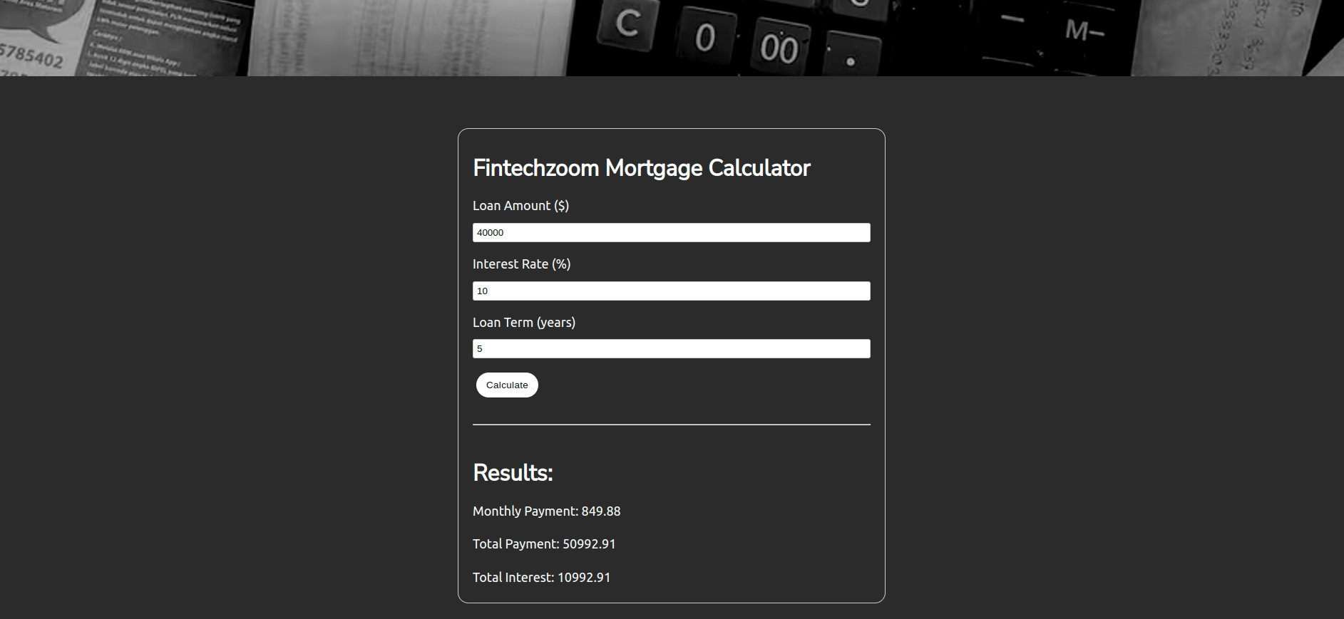 Fintechzoom Mortgage Calculator 