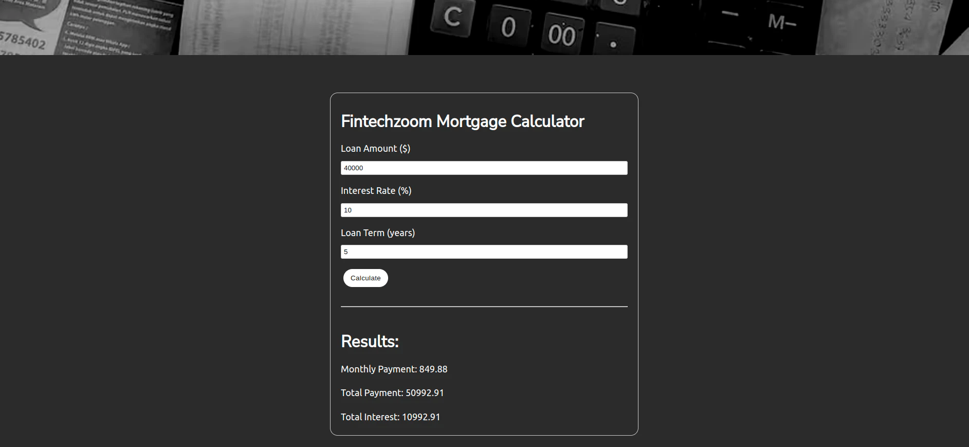 Fintechzoom Mortgage Calculator 