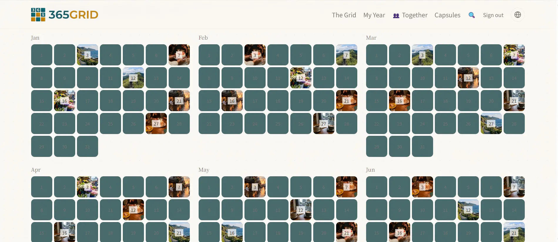 365grid: Solo, shared & capsule memories gallery image