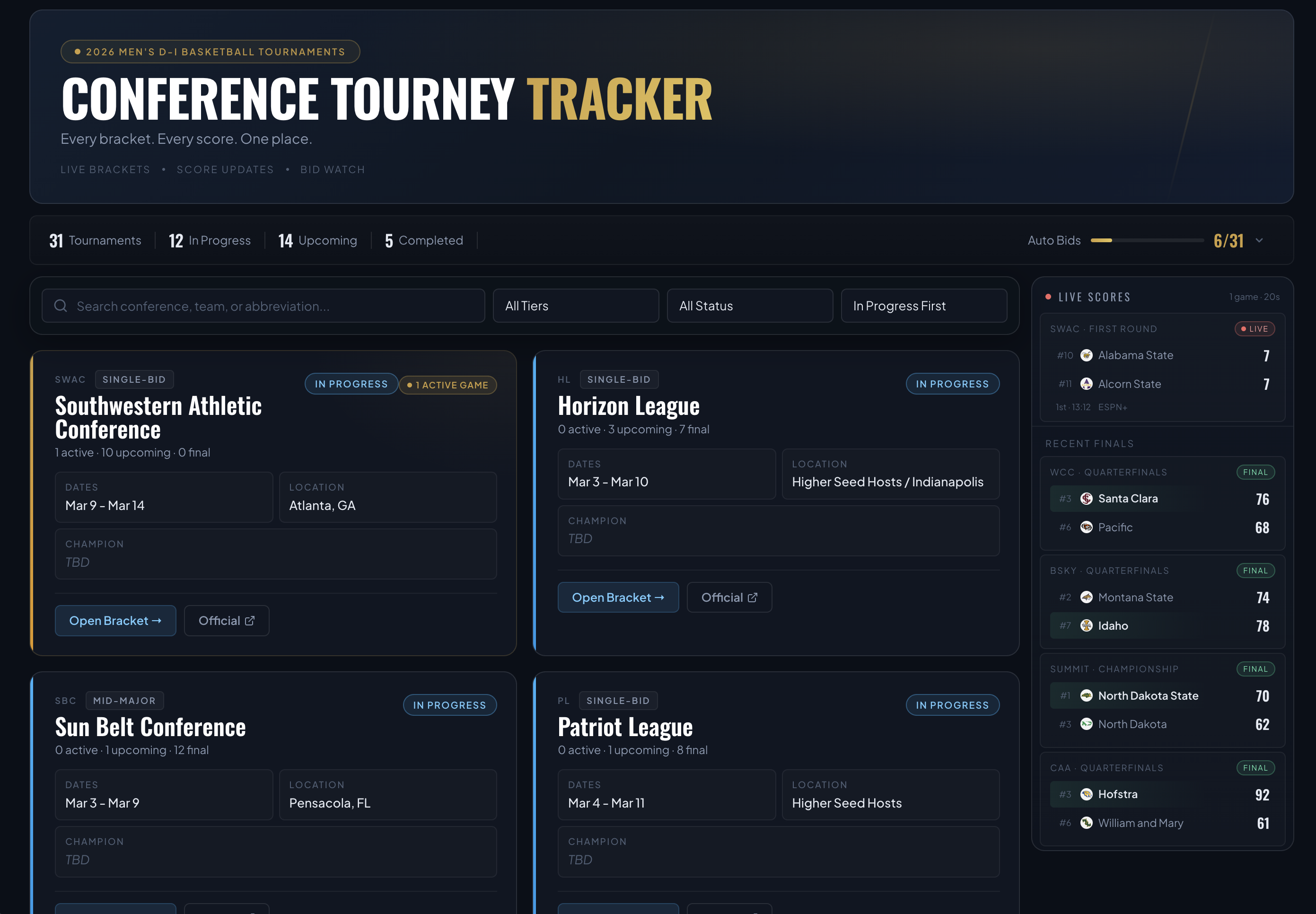 Conference Tourney Tracker - Screenshot 2 showing product features and functionality