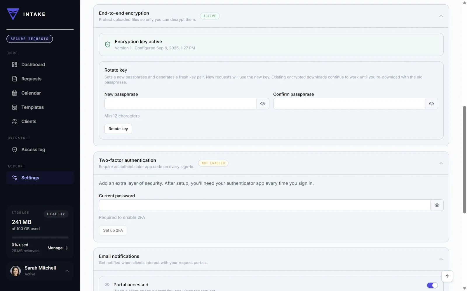 Intake screenshot 5