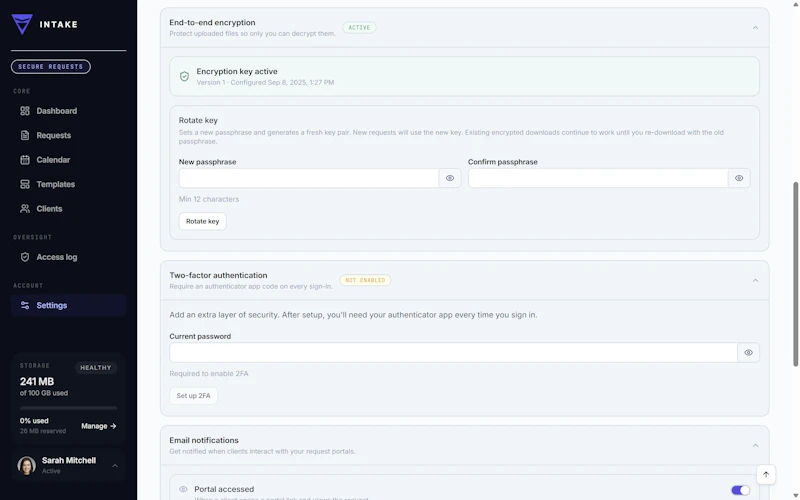 Intake screenshot 5