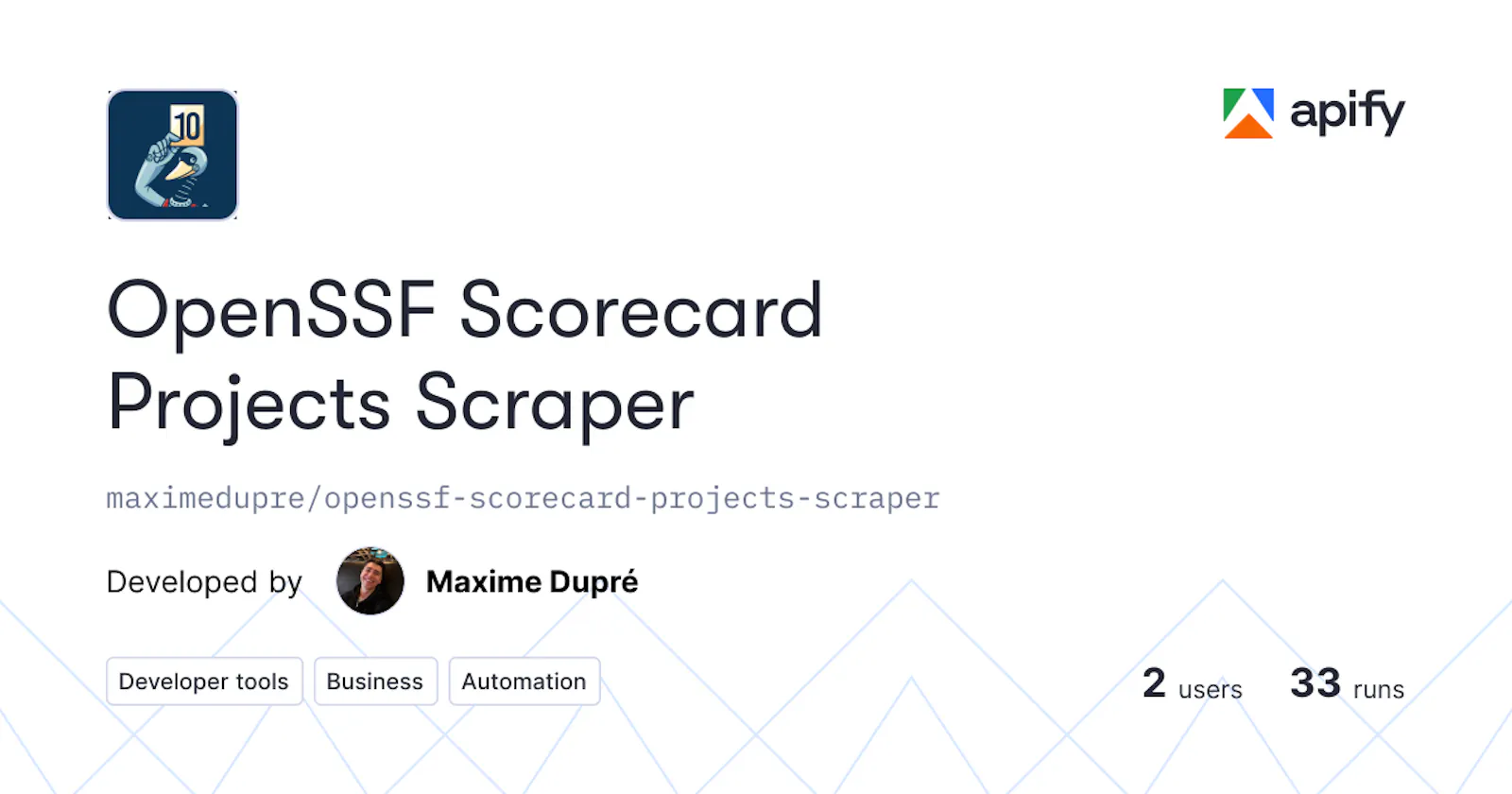 OpenSSF Scorecard Projects Scraper screenshot 1