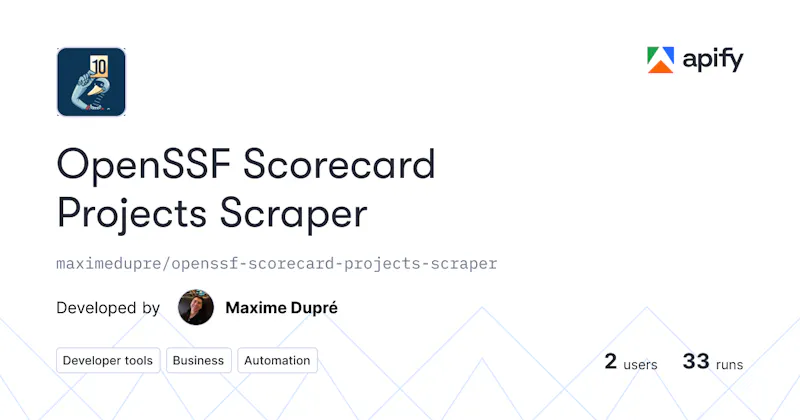 OpenSSF Scorecard Projects Scraper screenshot 1