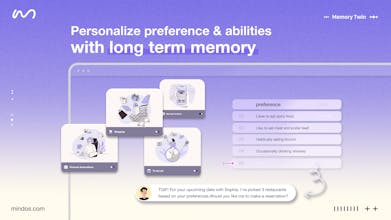 可访问性 - 描述数字化大脑扩展的插图，象征MindOS记忆双胞胎。