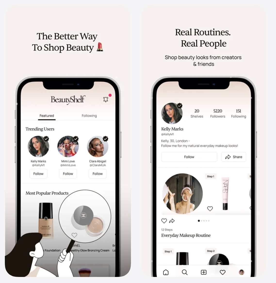 BeautyShelf App - Screenshot 2 showing product features and functionality