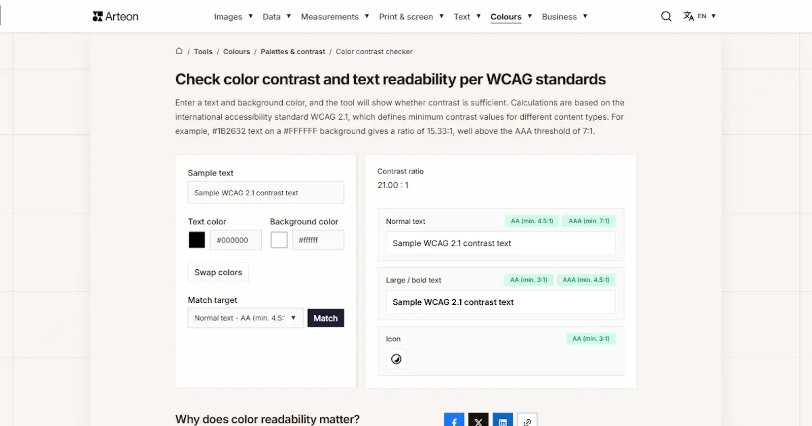 Free WCAG color contrast checker screenshot 1