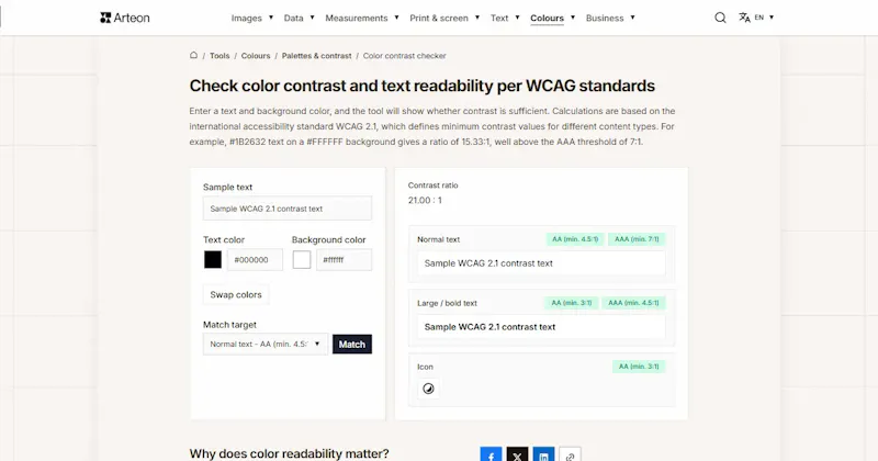 Free WCAG color contrast checker screenshot 1