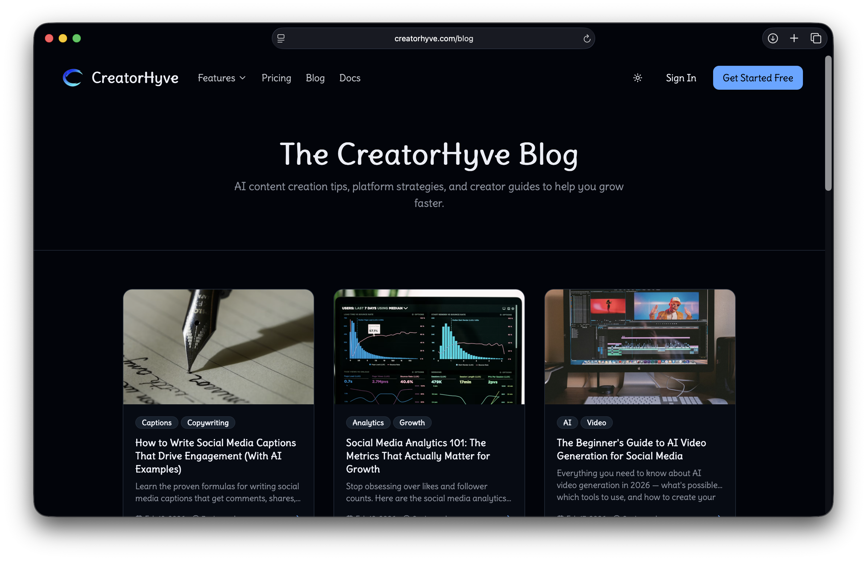 CreatorHyve - Screenshot 2 showing product features and functionality