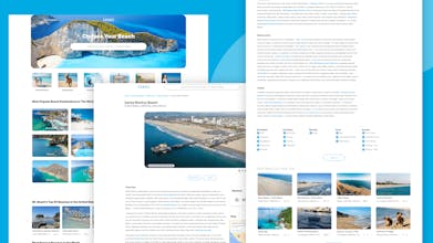 Una raccolta di fotografie di spiagge esposte sulla homepage di Sandee, che mostrano la diversità delle fughe costiere