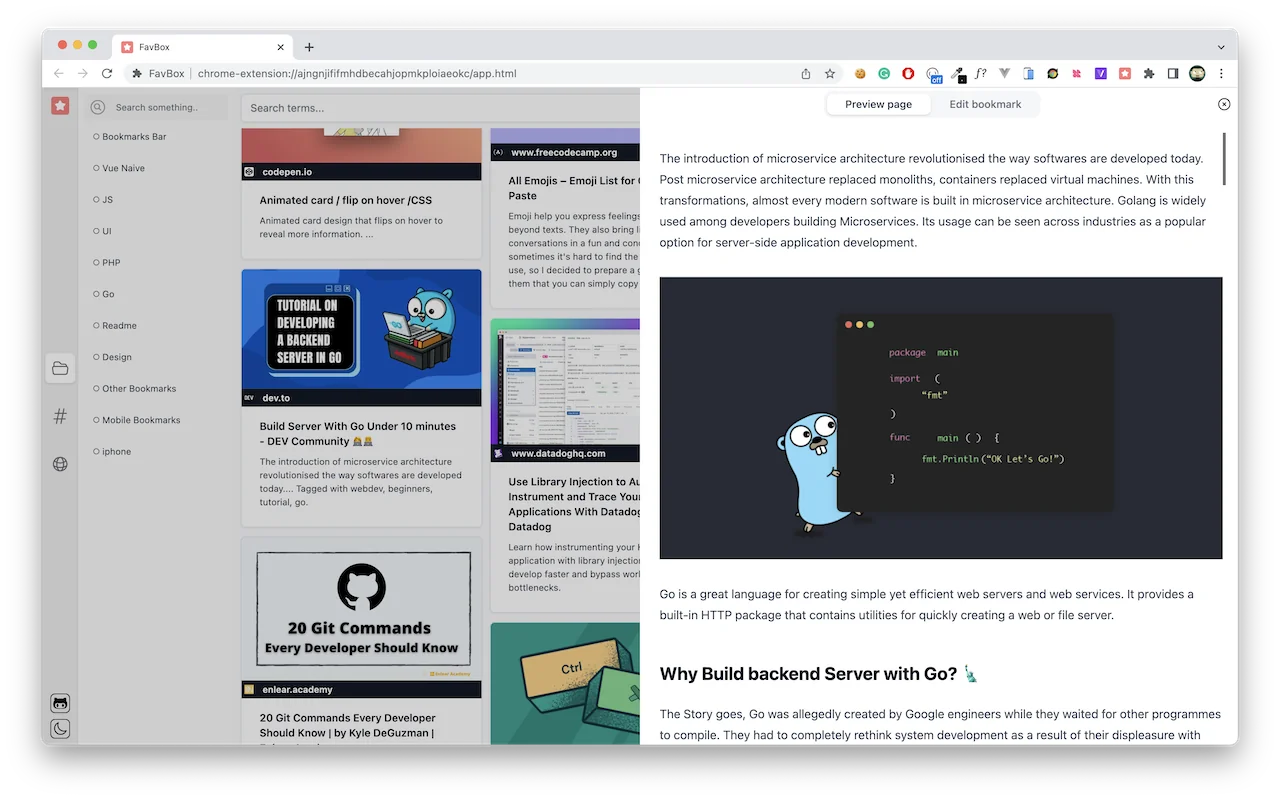 Favbox - Чистый и современный инструмент для закладок для вашего браузера медиа 4