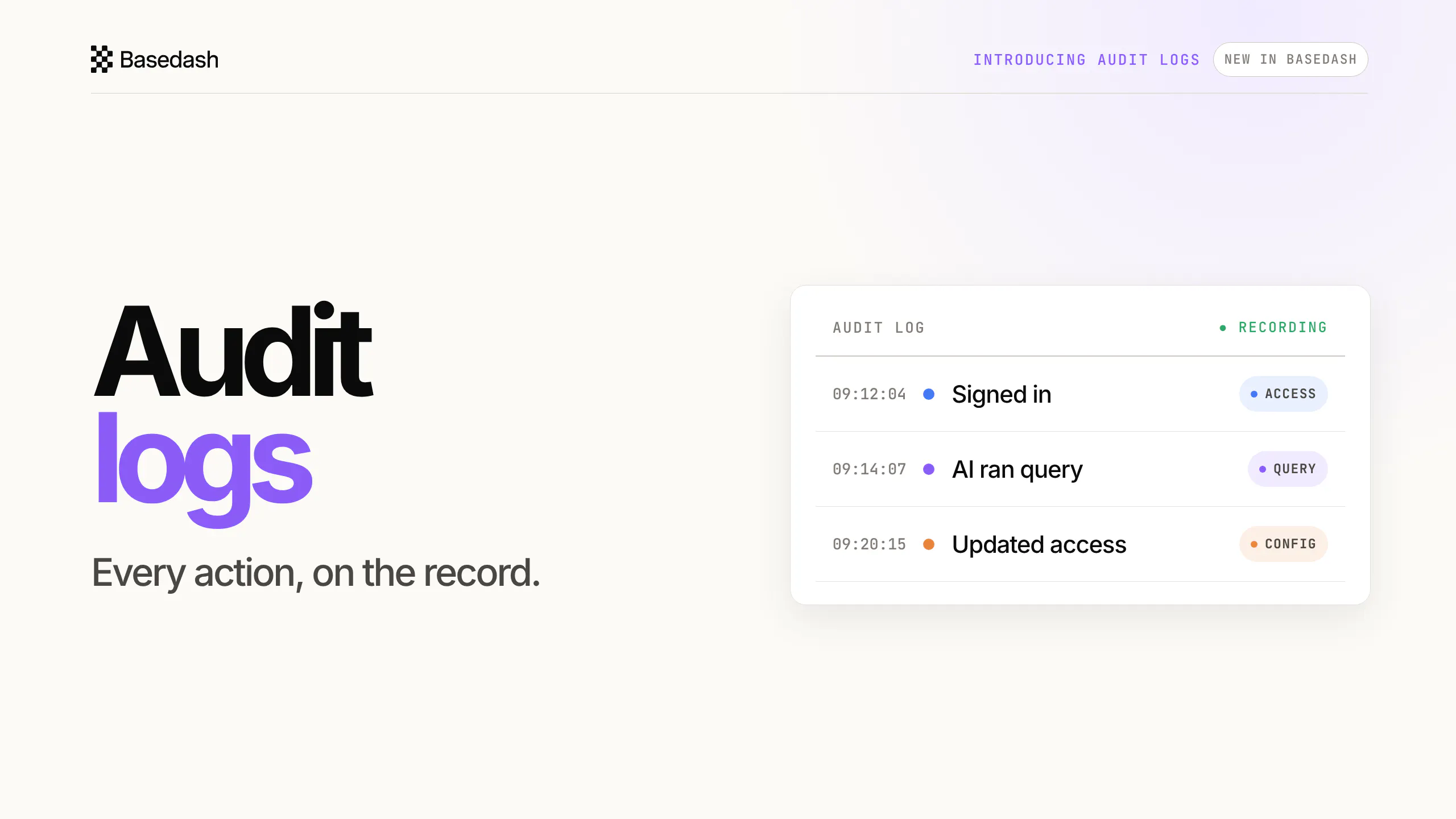 Basedash Audit Logs screenshot 1