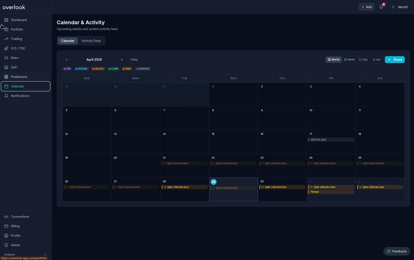 Overlook — Crypto Portfolio screenshot 2