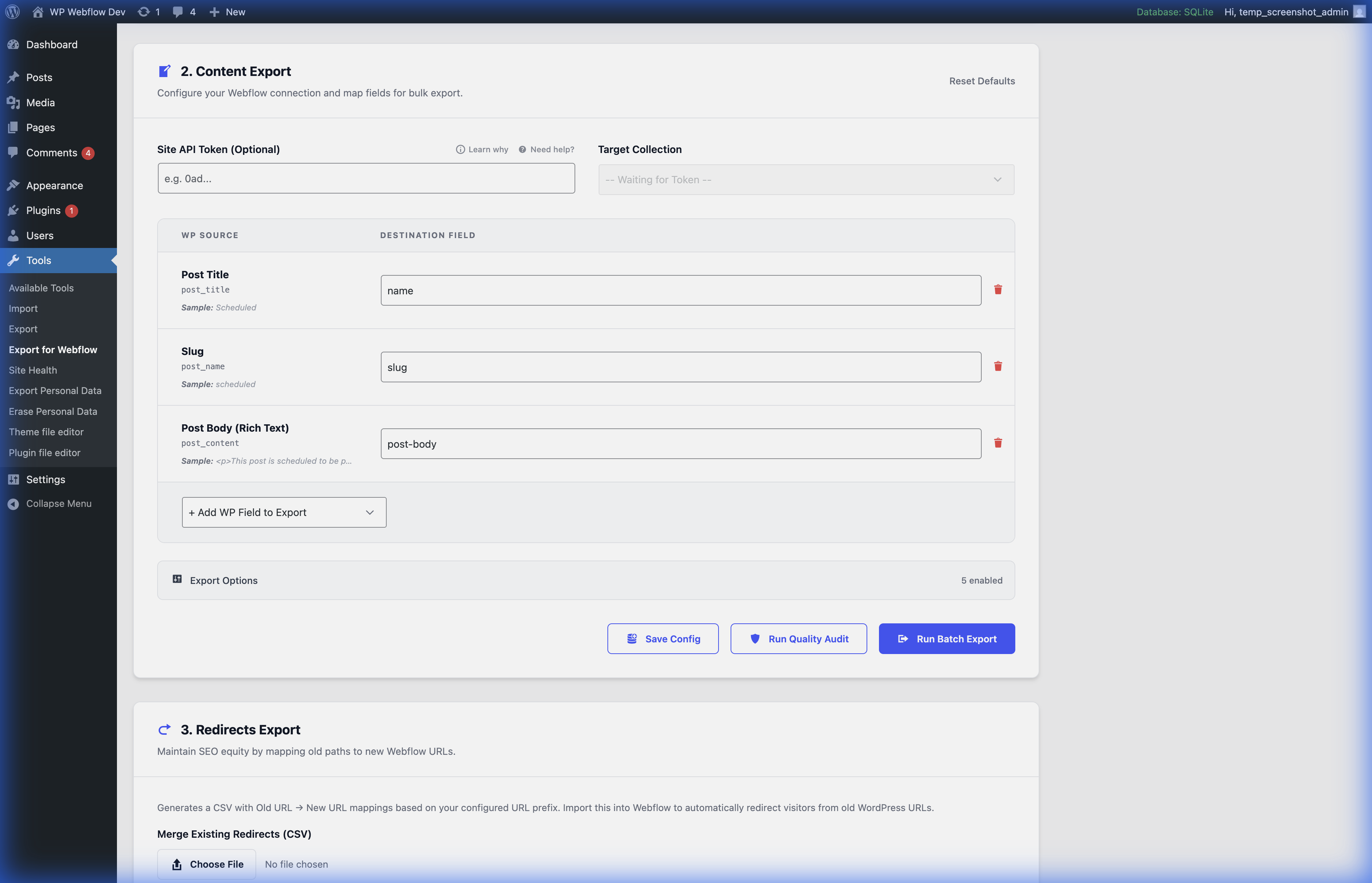 WordPress to Webflow CSV Exporter media 5