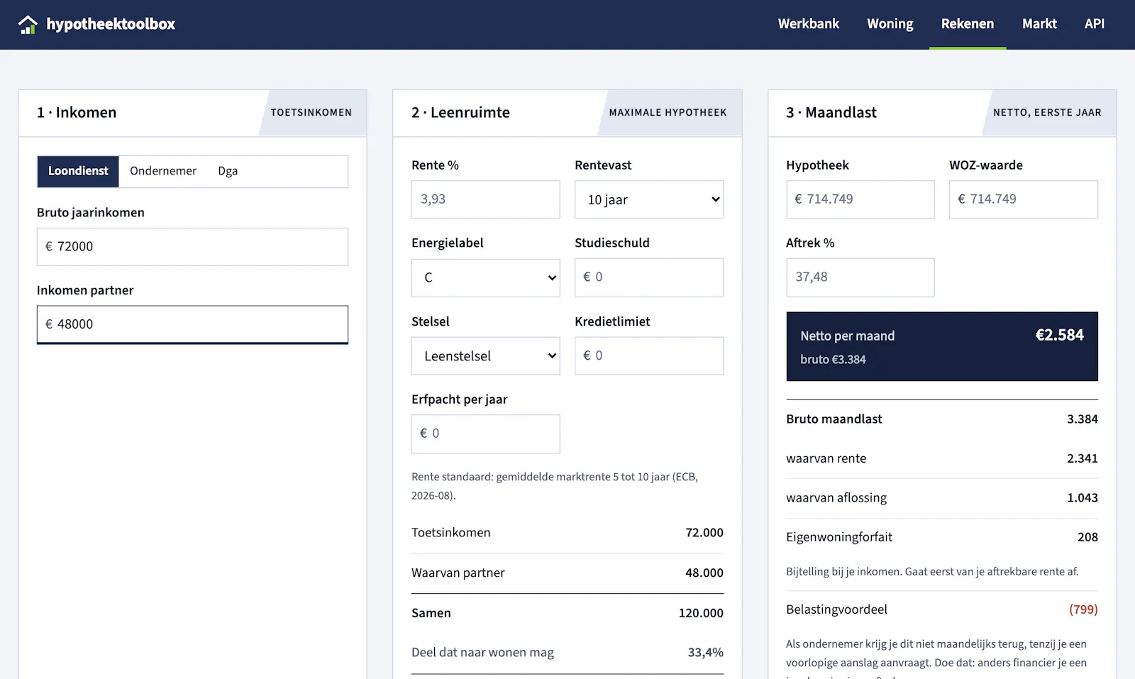 Hypotheektoolbox screenshot 2