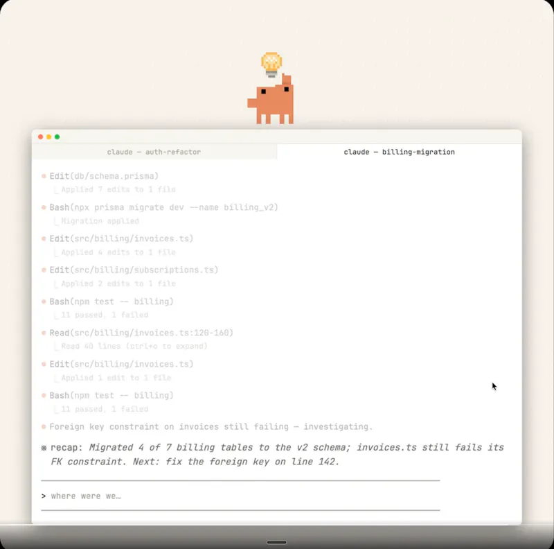 Claude Code Example Session Claude Code Session Recap - Claude Code recaps your session when you ...