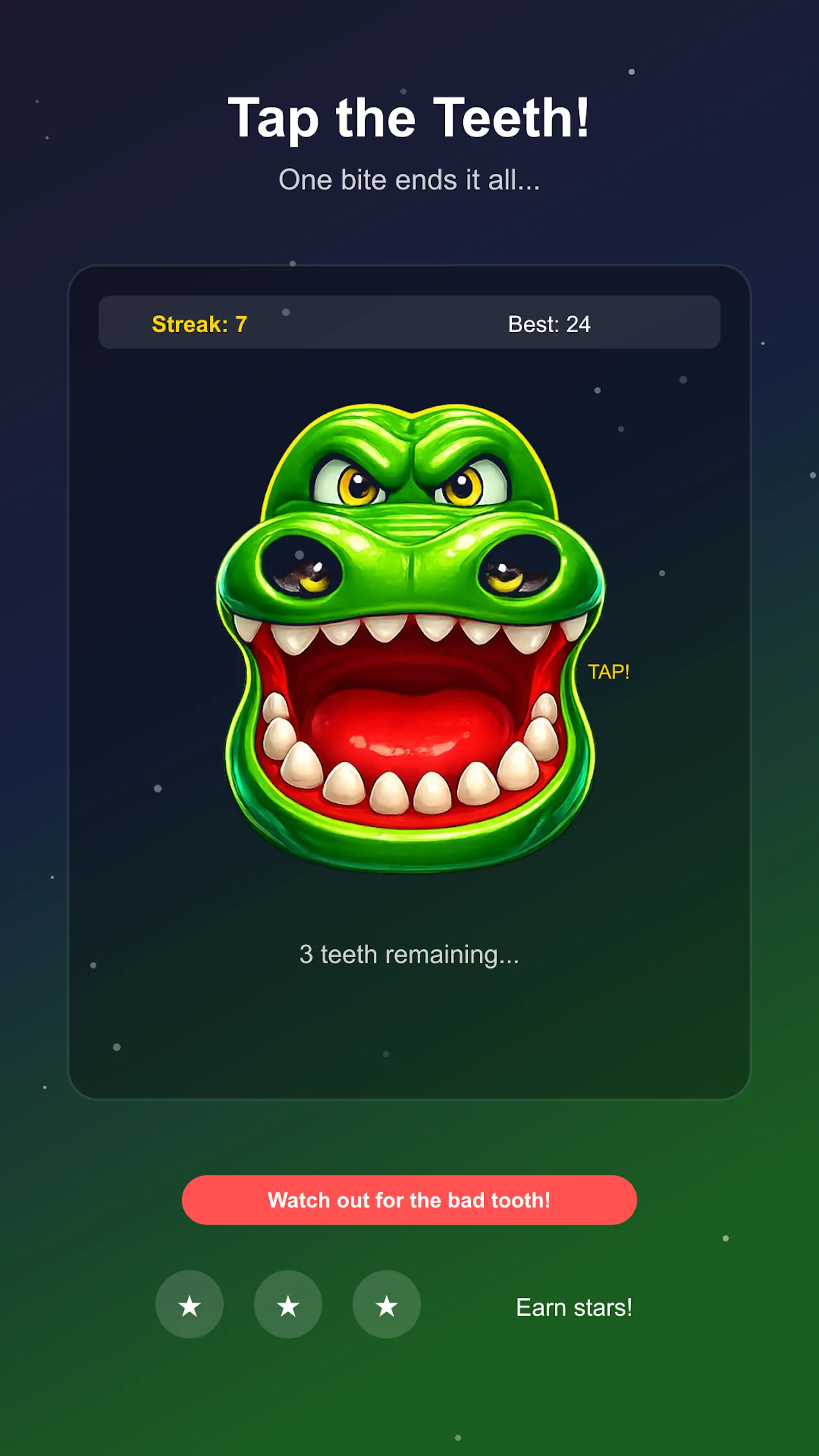 crocodile teeth: tap game screenshot 3