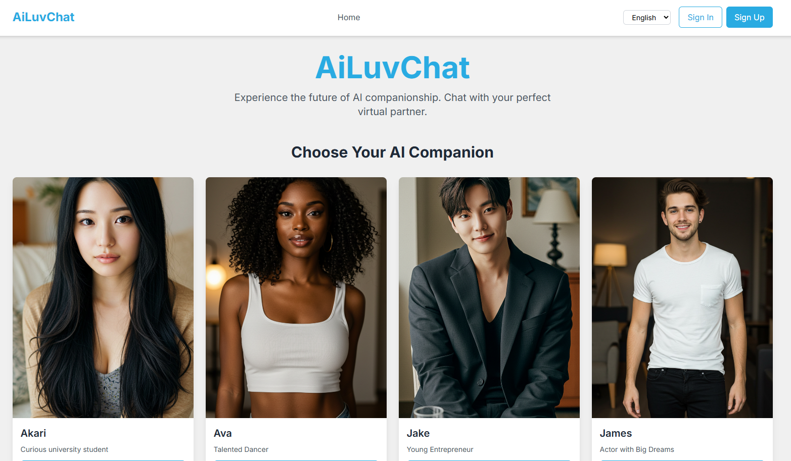 Mídia 2 de Ailuvchat - Um aplicativo da web para interação de voz com os caracteres da IA.