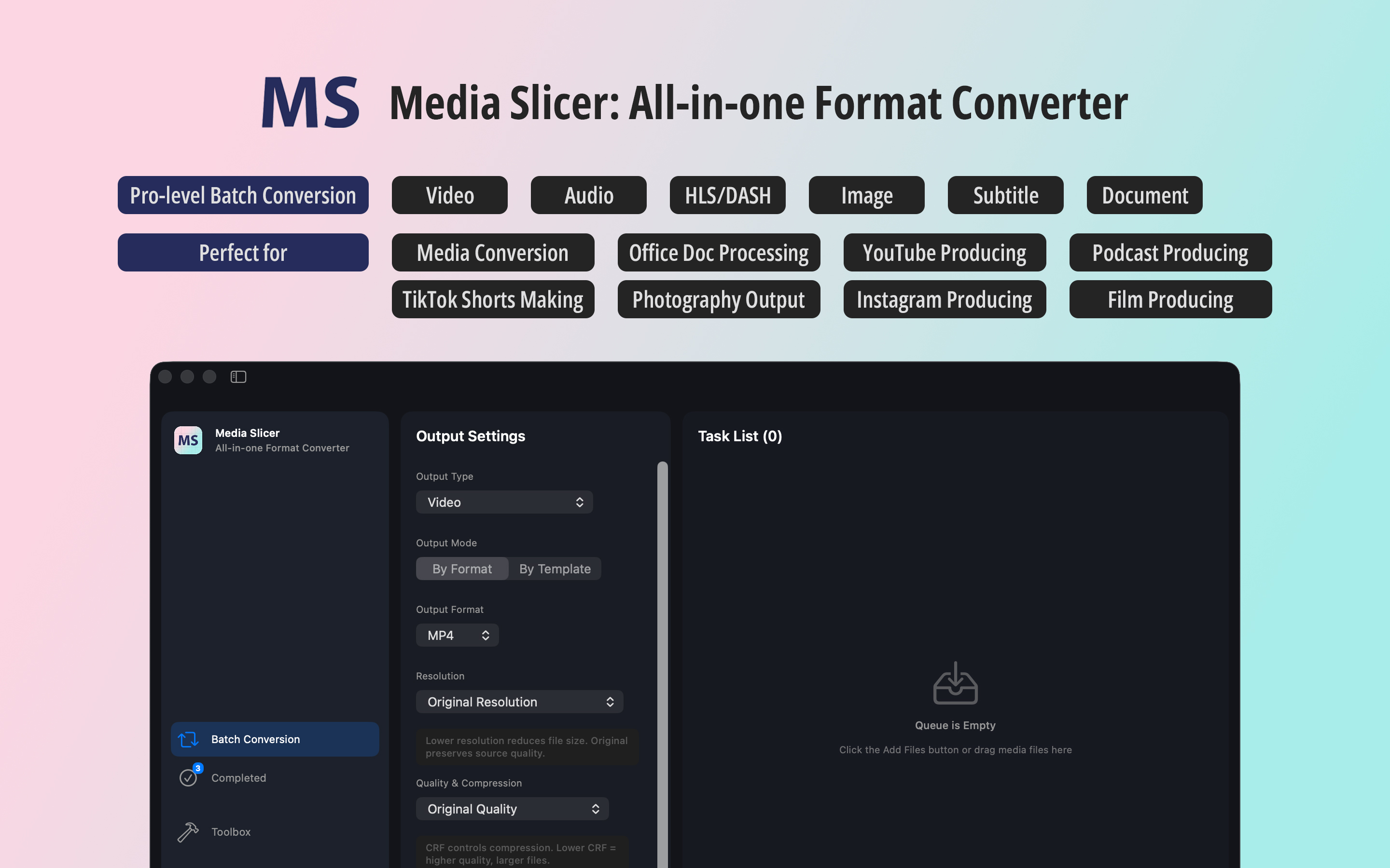 Media Slicer 3 - Main product screenshot demonstrating key features and user interface