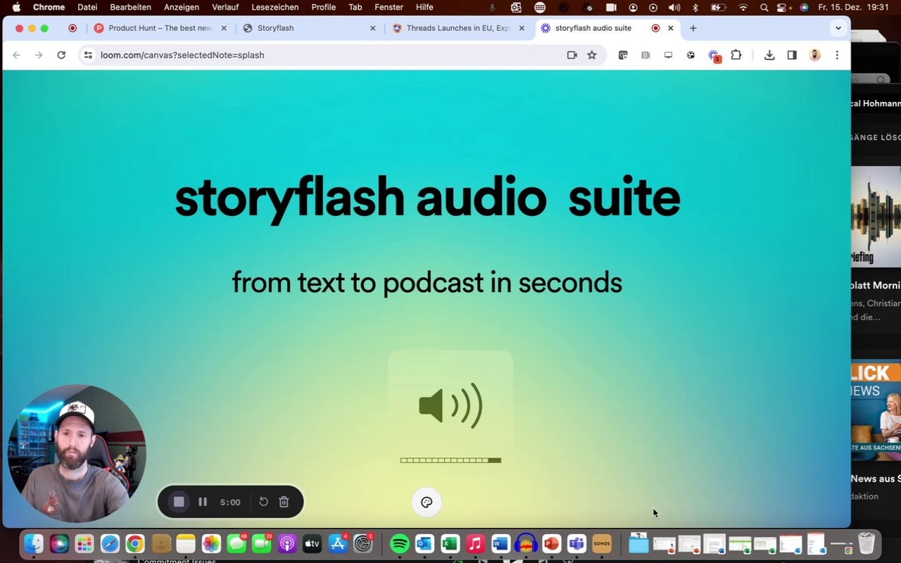 startuptile storyflash Audio Suite-Your synthetic podcast solution