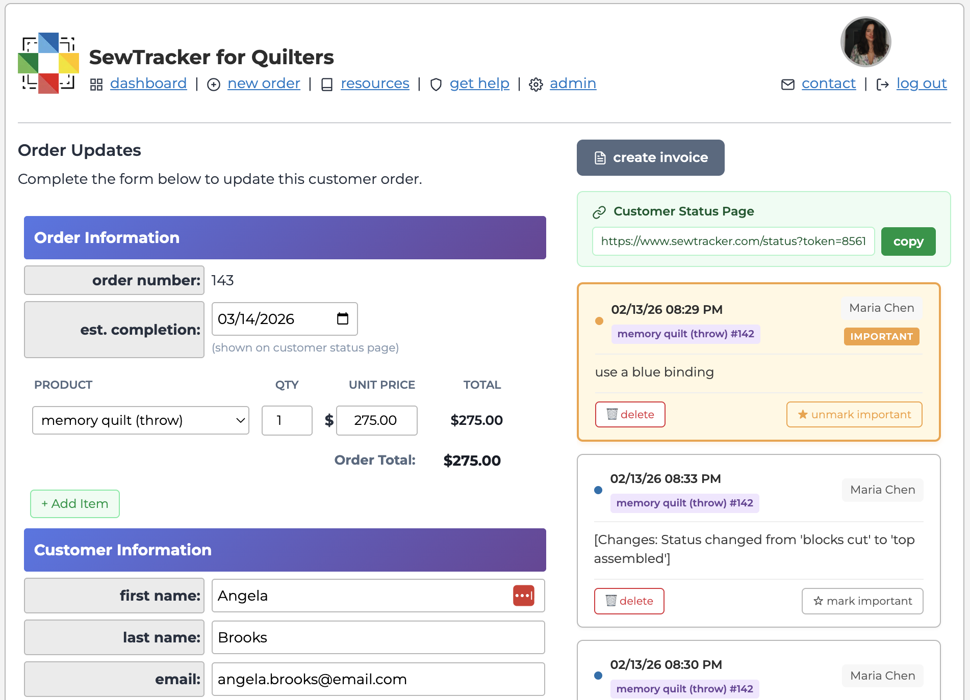 SewTracker gallery image