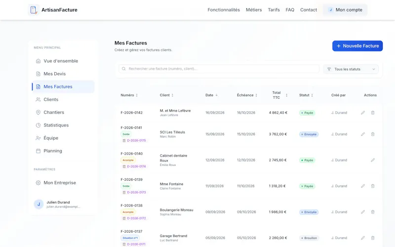 ArtisanFacture screenshot 1