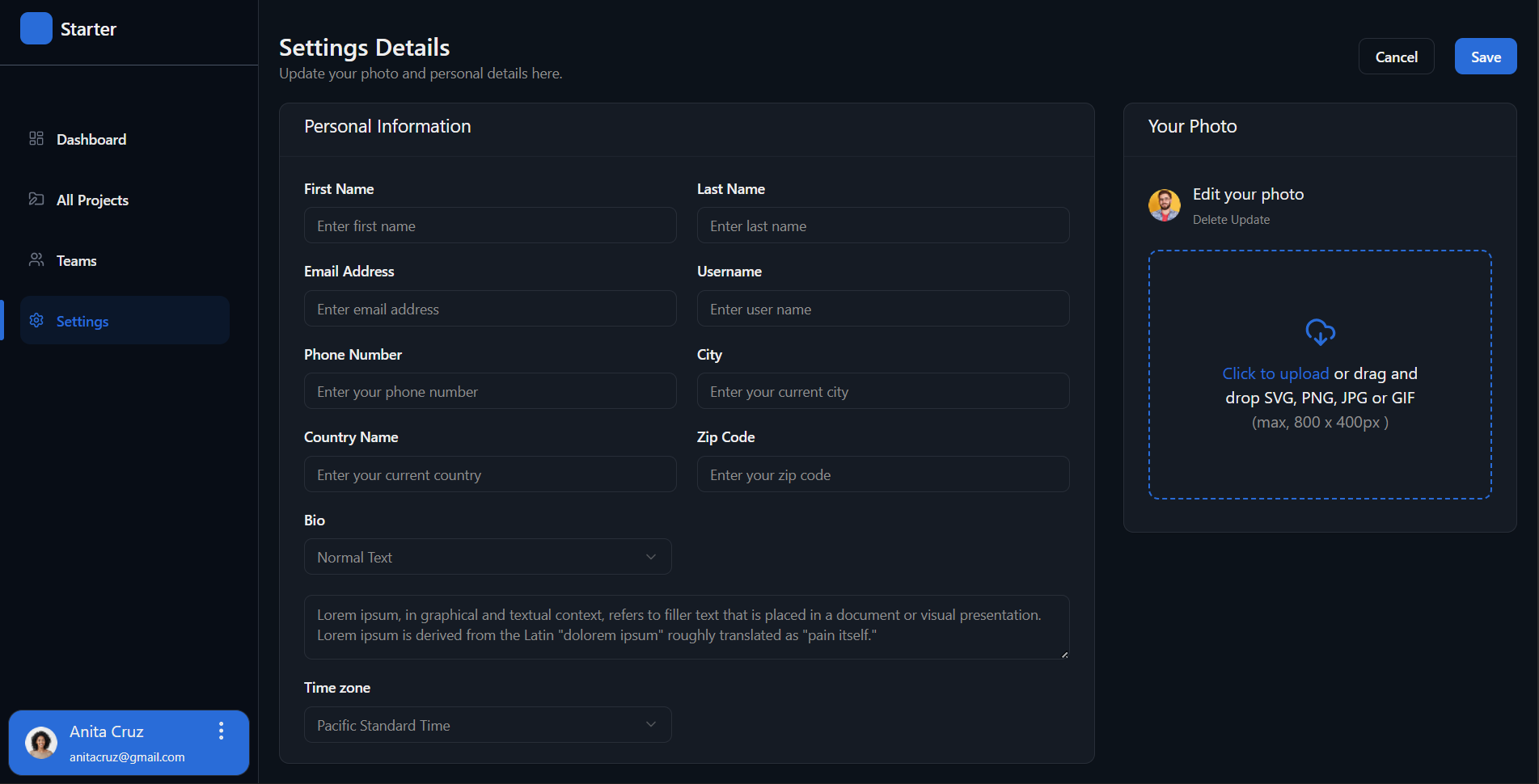 React Dashboard Starter Kit gallery image