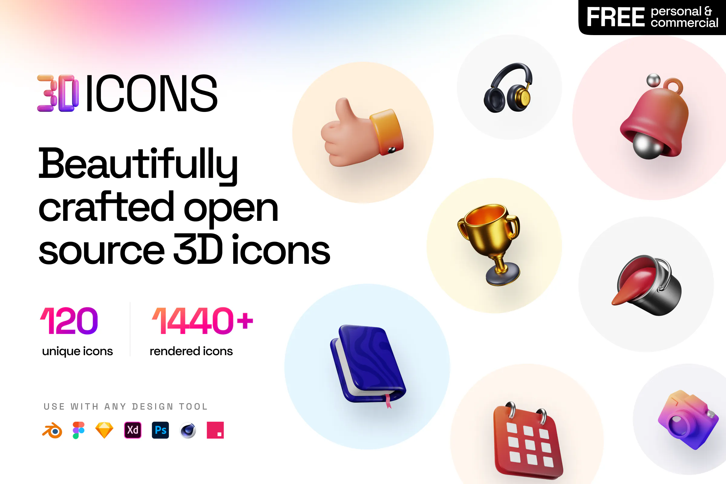 3dicons: Open source 3D icon library with over 1440+ icons | Product Hunt
