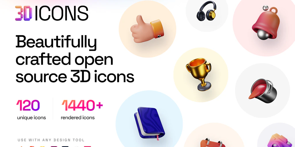 3dicons: Open source 3D icon library with over 1440+ icons | Product Hunt