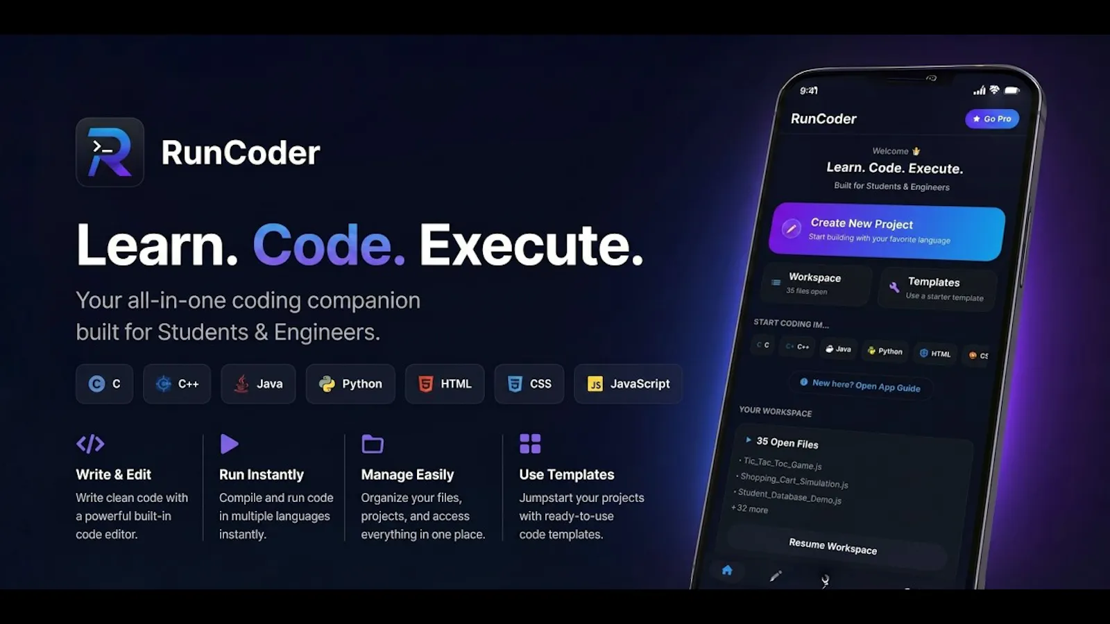 RunCoder screenshot 1 (video preview)