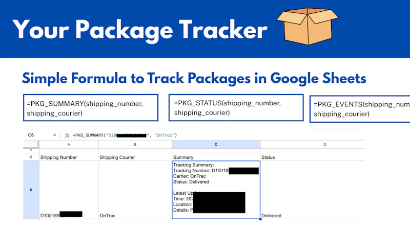 Your Package Tracker in Google Sheets screenshot 1