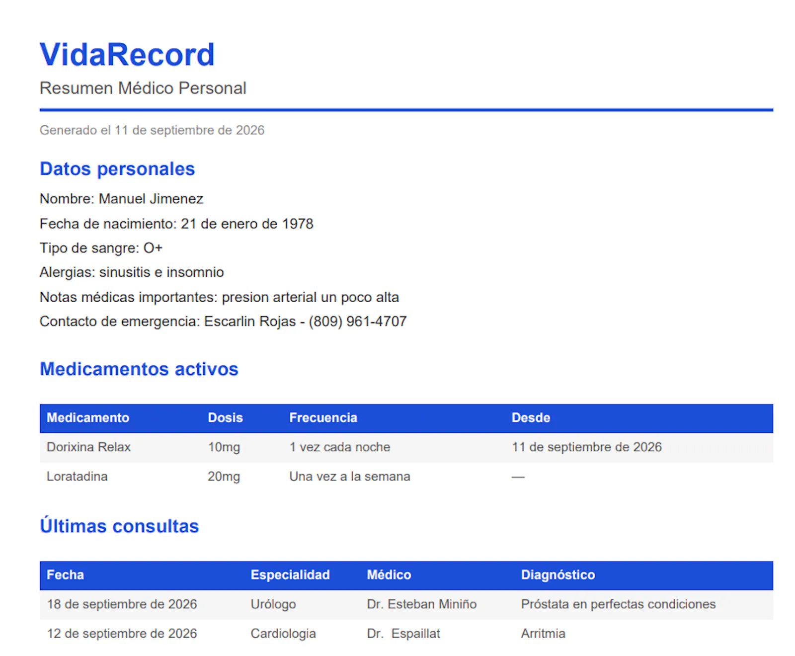 VidaRecord — Tu historial médico screenshot 5