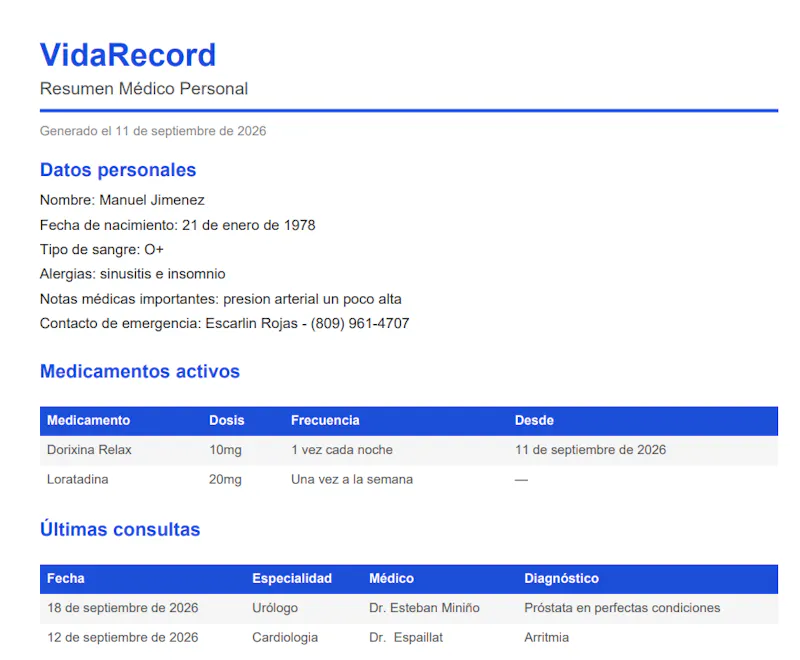 VidaRecord — Tu historial médico screenshot 5