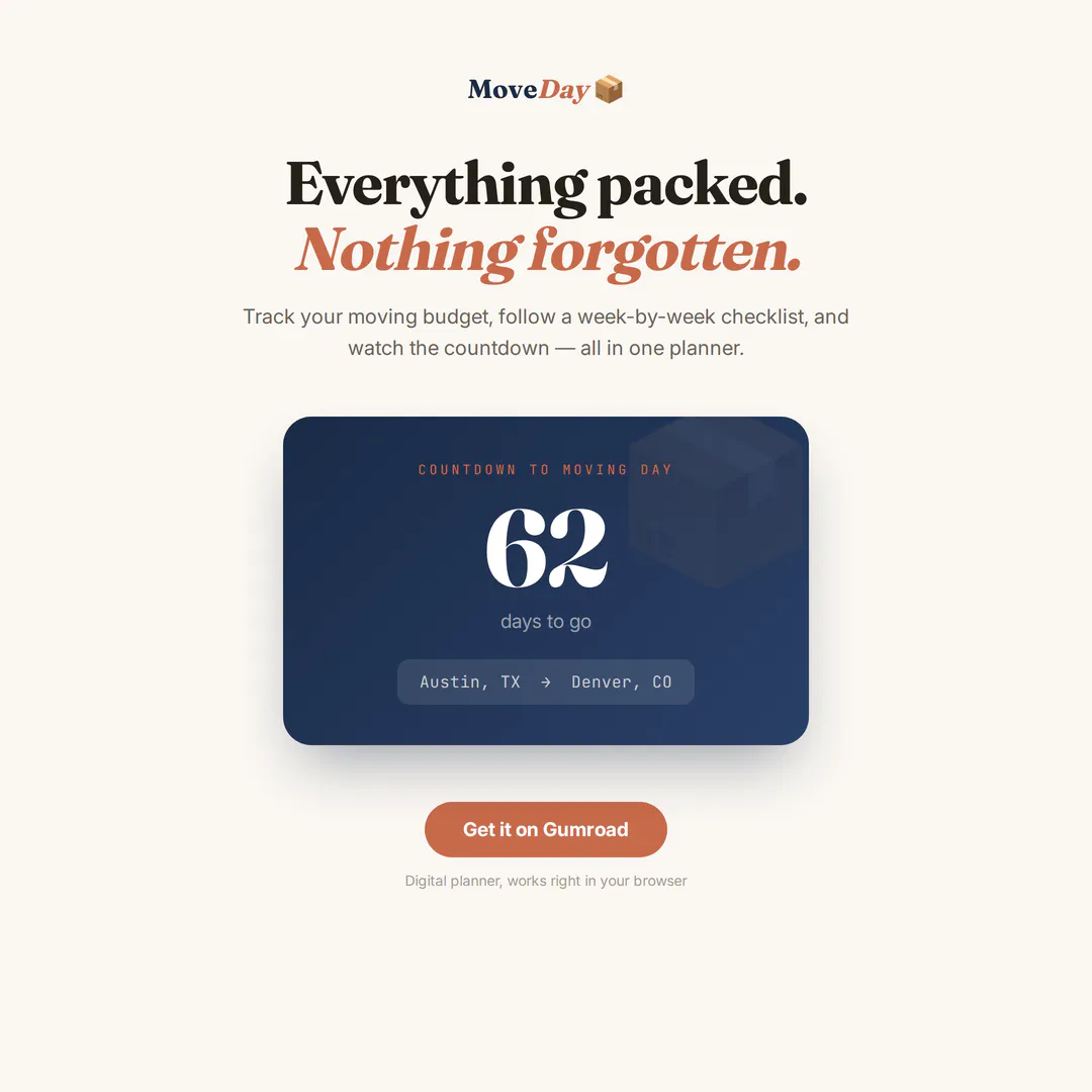 MoveDay — Moving Day Planner