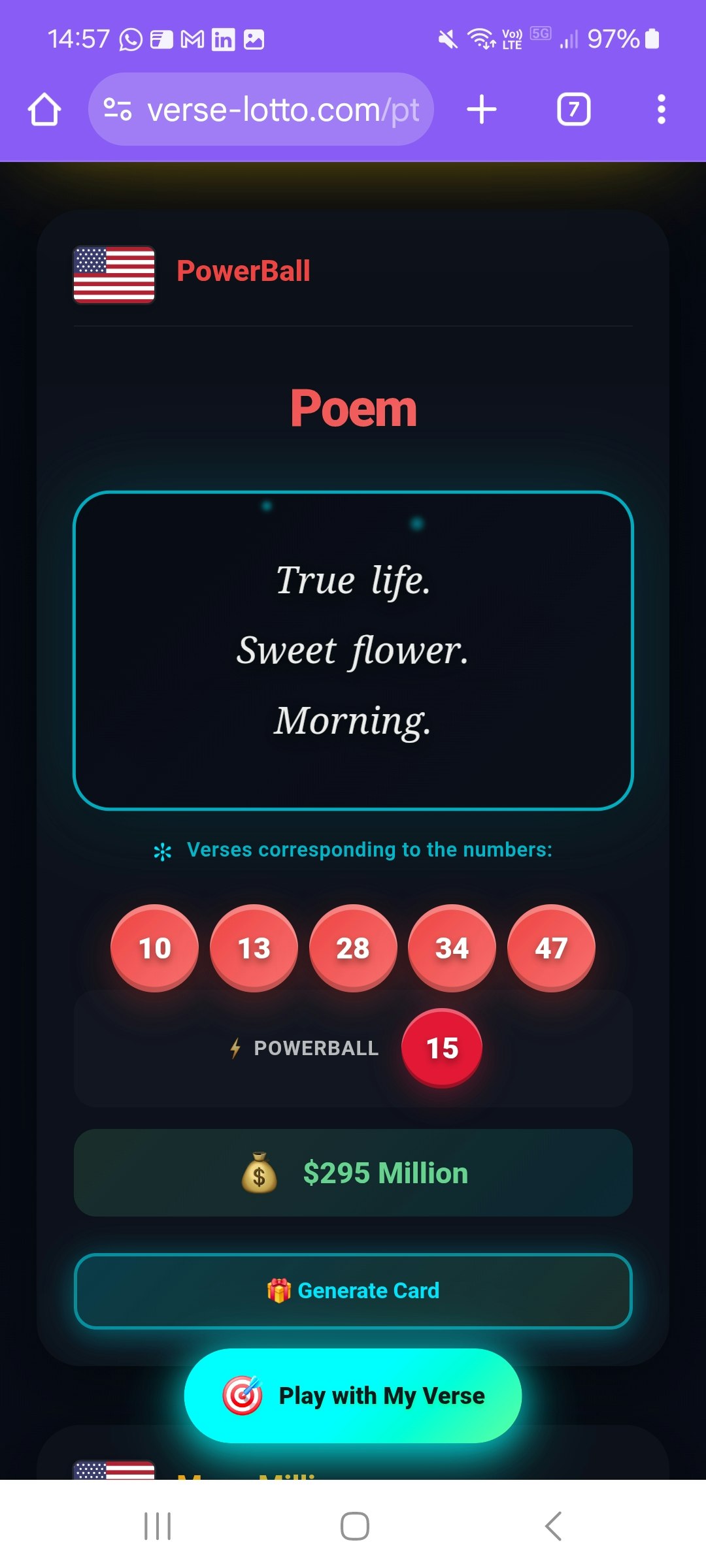 VerseLotto - La lotería Verse - Una forma poética de jugar a la lotería: ¡convierte los versos en números de la suerte! media 3