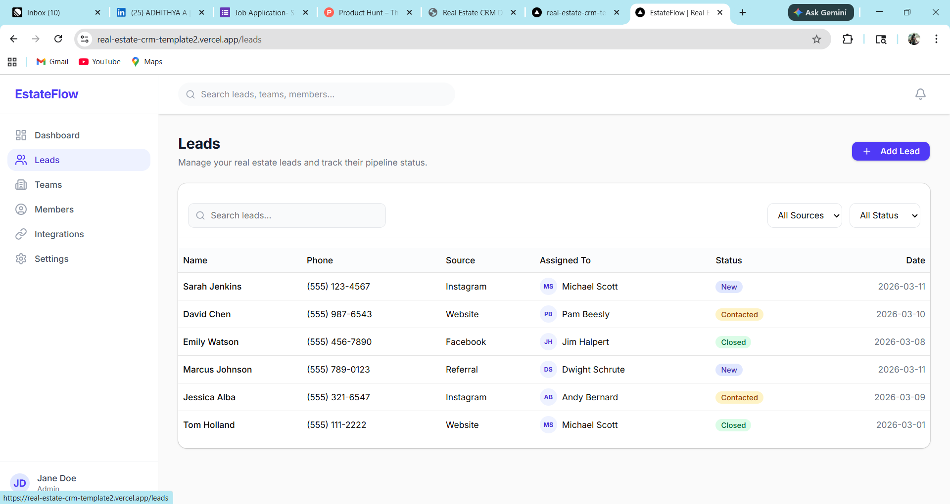 EstateFlow Dashboard UI gallery image