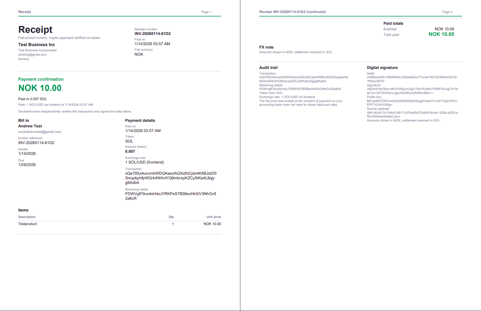 OnchainInvoice - Screenshot 4 showing product features and functionality