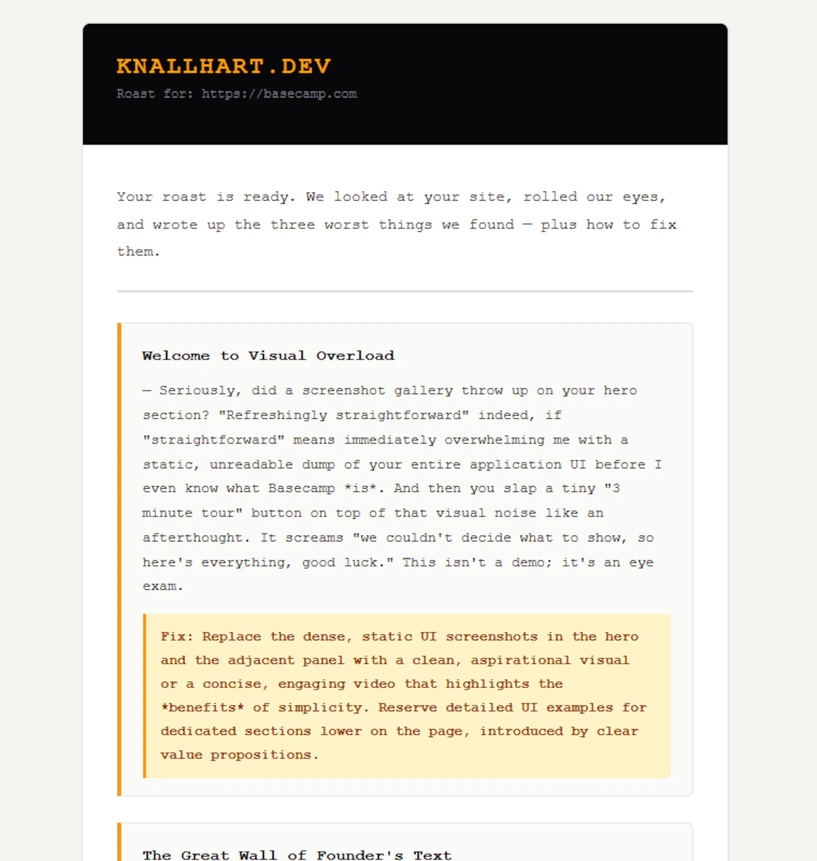 knallhart.dev - Brutally honest feedback screenshot 3