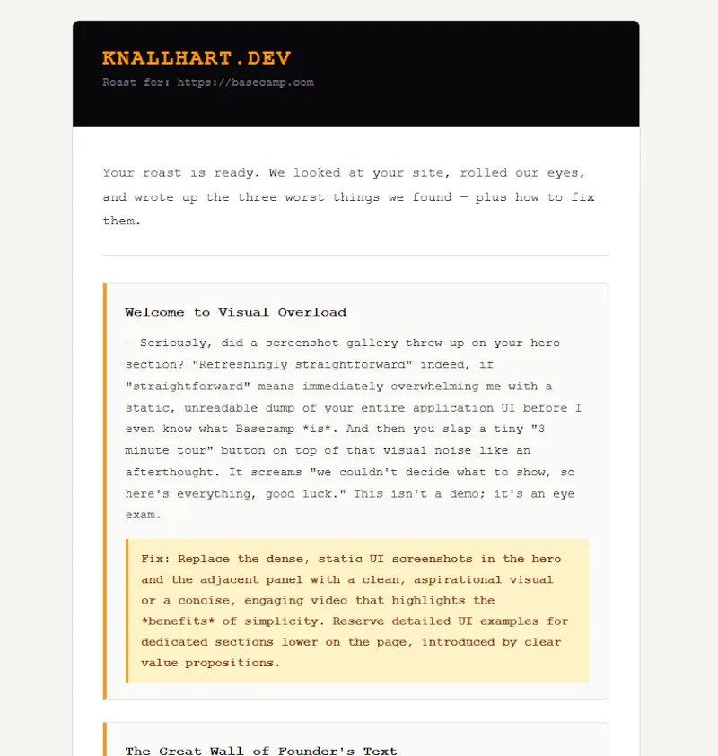 knallhart.dev - Brutally honest feedback screenshot 3