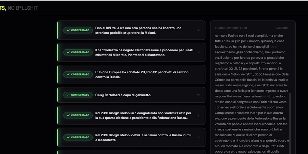 Facts...No Bullsh*t: Stop BS in real-time with AI that fact-checks as you listen | Product Hunt