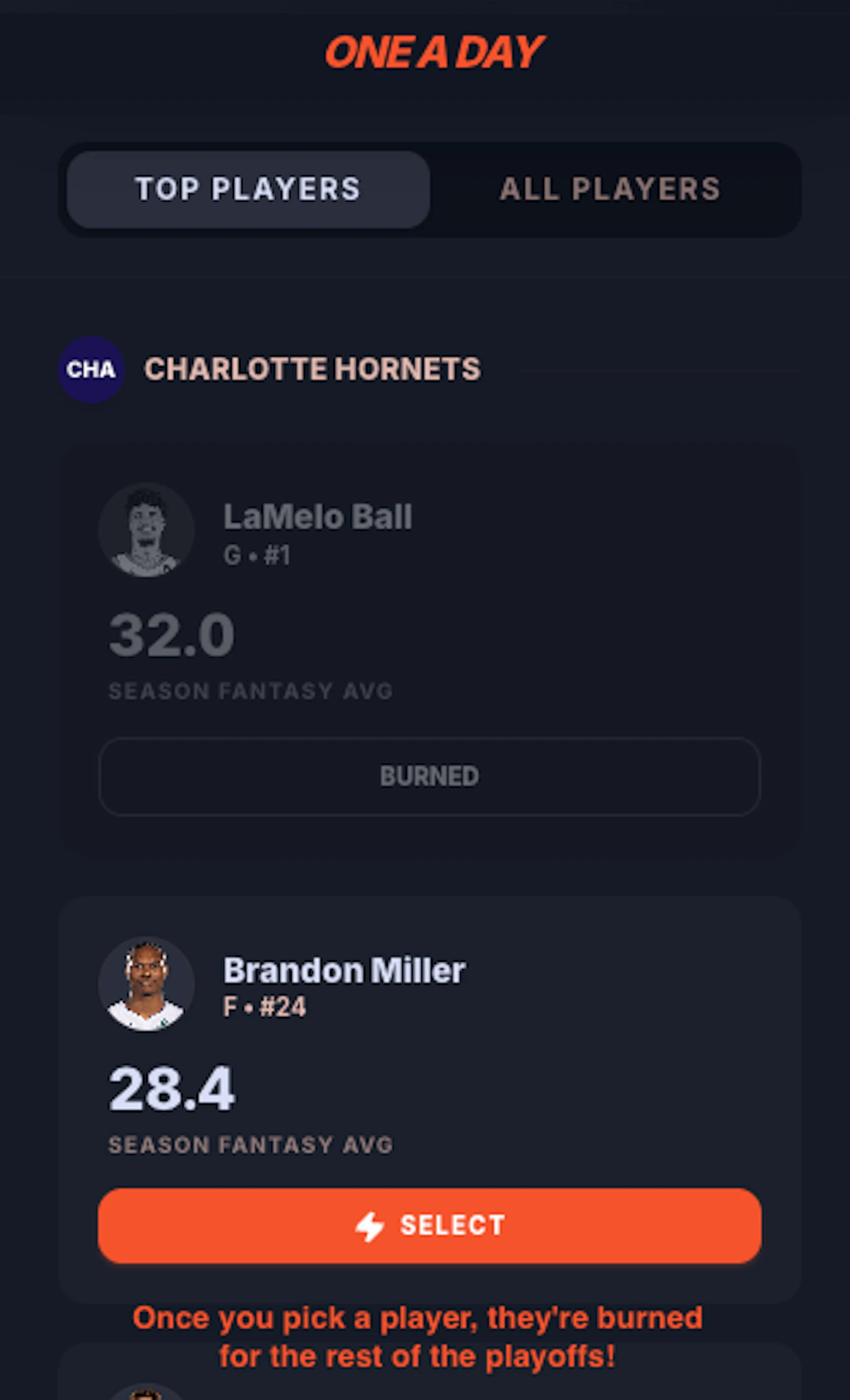 One a Day | NBA Playoffs Fantasy screenshot 4