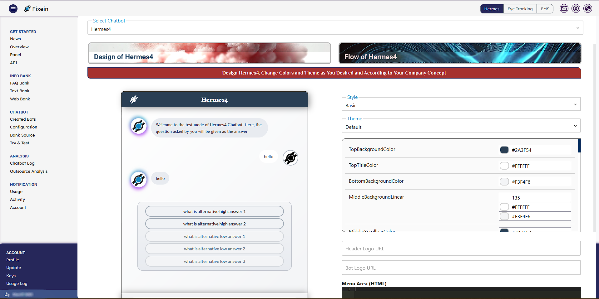 Fixein Hermes Chatbot - Screenshot 3 showing product features and functionality