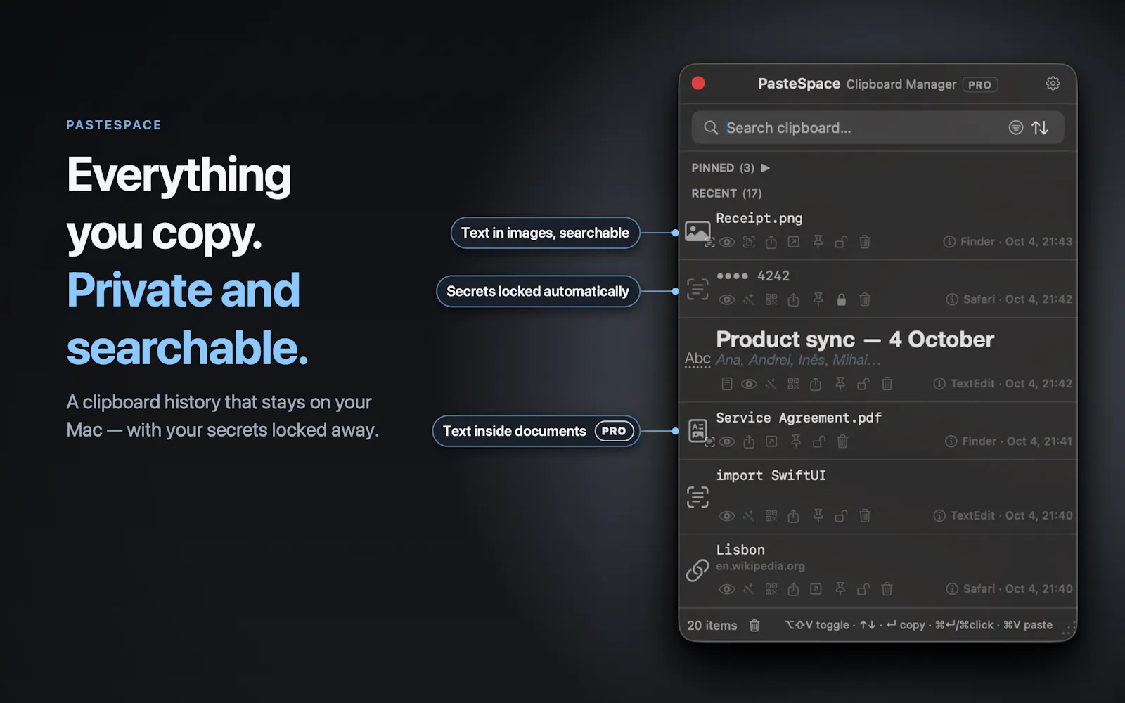 PasteSpace Clipboard Manager PRO 3.0 screenshot 1