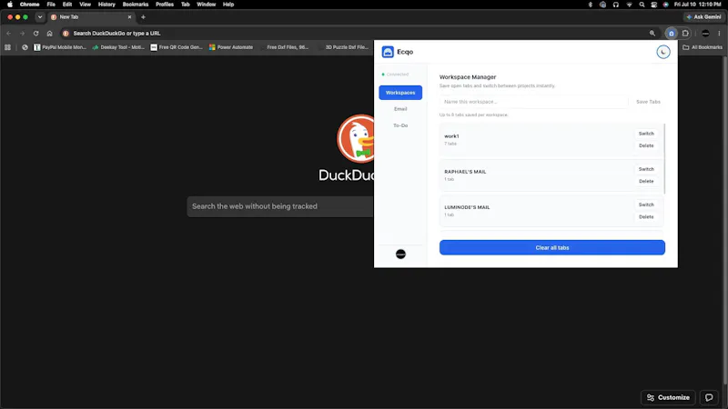 Workspaces, Email & Tasks in 1 Extension screenshot 1 (video preview)