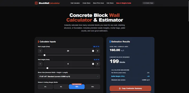 Block Wall Calculator screenshot 2